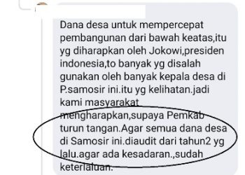 Netizen Harapkan Pemkab Lakukan Audit Ulang Penggunaan Dana Desa di Samosir