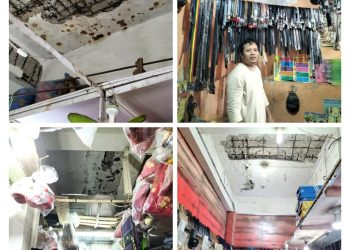PLAFOND  LANTAI 2 GEDUNG II PASAR HORAS SIANTAR TERANCAM RUNTUH